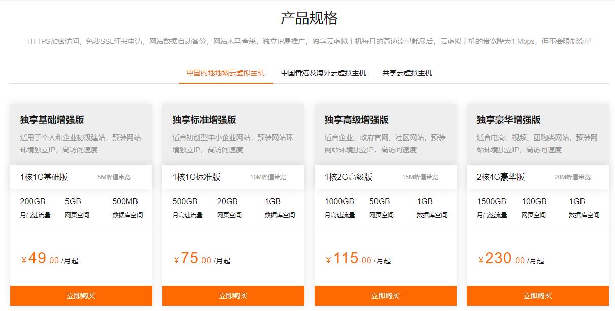 阿里云虚拟主机可以放几个网站