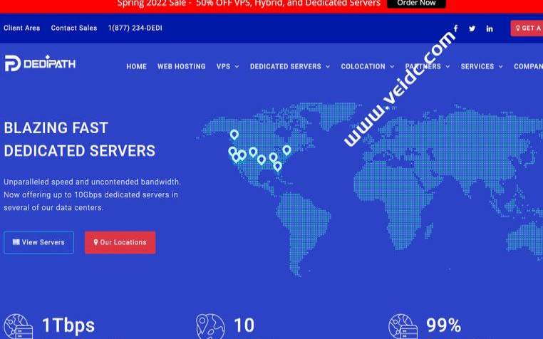 DediPath洛杉矶不限流量VPS、混合服务器、独立服务器全场八折（1Gbps、10Gbps不限流量任选，支付宝、PayPal购买）