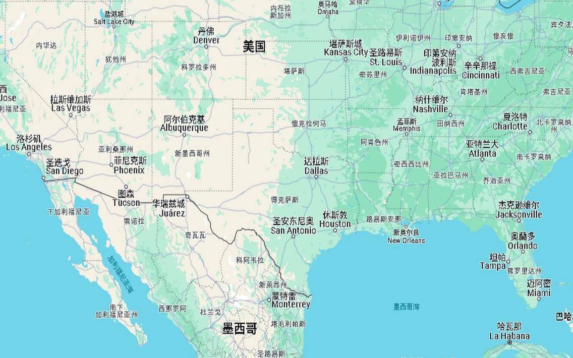 得克萨斯州中文地图