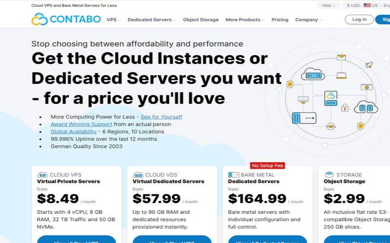 Contabo免安装费了：3.99欧 2H4G 300G HDD ／ 4核8G 200G SSD AMD款4.99欧